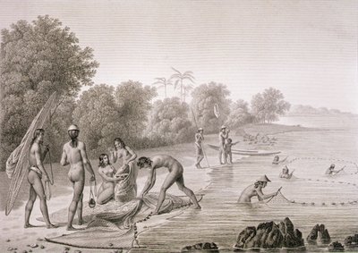 Traditionele vismethoden gebruikt door de inboorlingen van de Marianen Eilanden, uit 