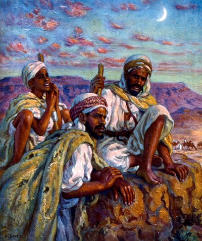 Groep Arabische herders door Nasreddine Dinet (Alphonse-Étienne Dinet). 1861 – 1929. een Franse oriëntalist schilder 1918 door Alphonse Etienne Dinet