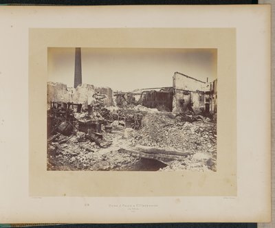 J. Falck et Cie fabriek afgebrand in La Villette. door Alphonse J. Liébert