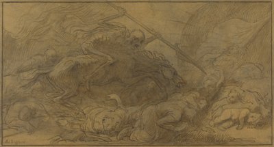 Na de Slag (pen en bruine inkt met bruin gewassen over grafiet op bruin papier) door Alphonse Legros