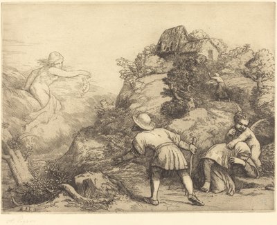 Allegorie van de boer en het fortuin door Alphonse Legros
