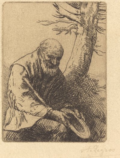 Bedelaar met hoed in de hand door Alphonse Legros