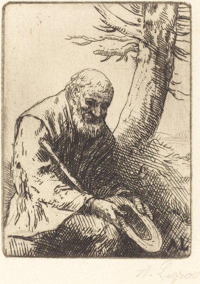 Bedelaar met hoed in de hand Mendiant avec son chapeau à la main door Alphonse Legros