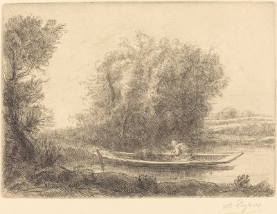 Bocht in de Rivier Un coin de rivière door Alphonse Legros
