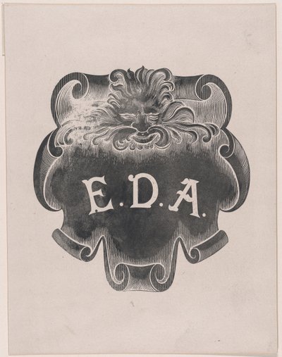 Tegenafdruk van een indruk van een naamplaat voor Edward D. Adams door Alphonse Legros