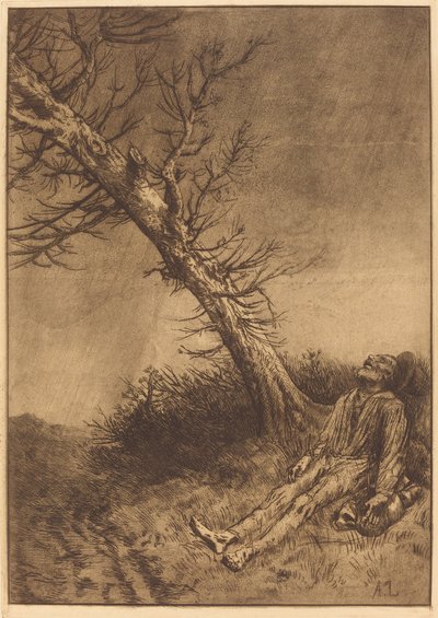 De dood van de zwerver (La mort du vagabond) door Alphonse Legros