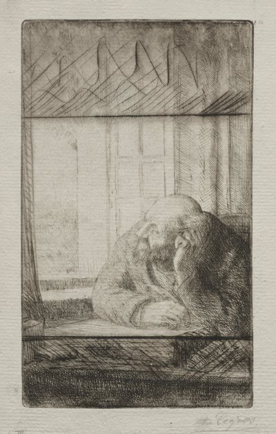 Avond bij het raam door Alphonse Legros