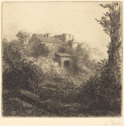 Boerderij op een Heuvel (La ferme sur la colline) door Alphonse Legros