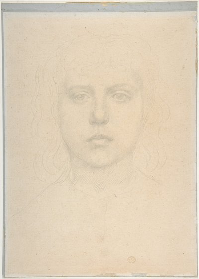 Kopstudie van een meisje door Alphonse Legros