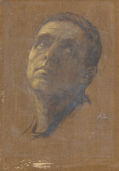 Hoofd van een Man met Opwaartse Ogen door Alphonse Legros