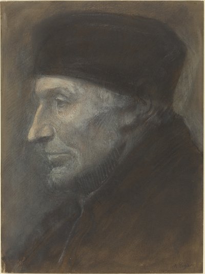 Hoofd van een Man met een Schedelmuts door Alphonse Legros