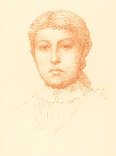 Hoofd van een jong meisje door Alphonse Legros