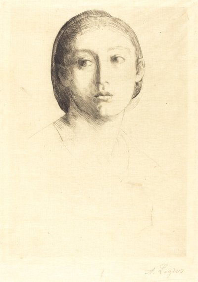 Hoofd van een Jong Meisje (Tete de jeune fille) door Alphonse Legros