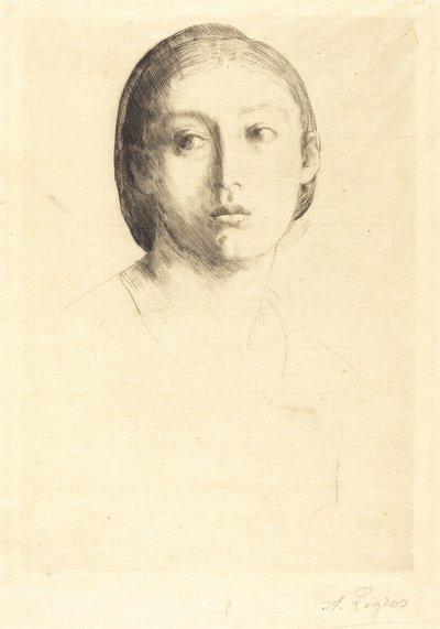 Hoofd van een jong meisje door Alphonse Legros