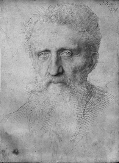 Hoofd van een man met lange baard, 1898 door Alphonse Legros