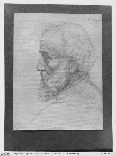 Hoofd van een oude man met lang haar, 1899 door Alphonse Legros