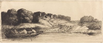 Landschap met boot, 1e plaat door Alphonse Legros
