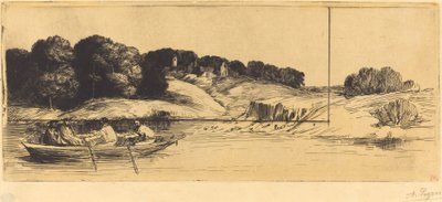 Landschap met boot, 1e plaat door Alphonse Legros