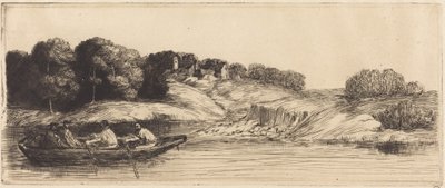 Landschap met boot, 1e plaat door Alphonse Legros