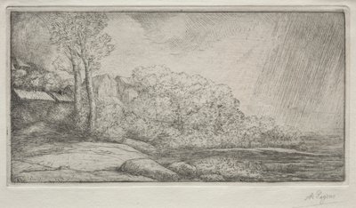 Landschap met Twee Bomen door Alphonse Legros