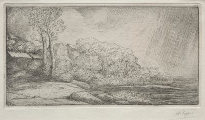 Landschap met Twee Bomen door Alphonse Legros