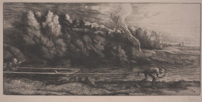 Landschap met Boot door Alphonse Legros