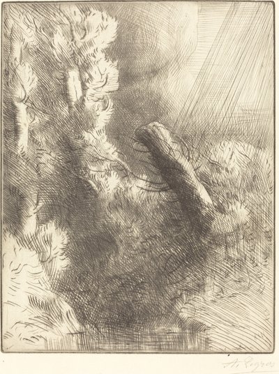 Herinneringen aan Fontainebleau in de regen Souvenir de Fontainebleau Effet de pluie door Alphonse Legros