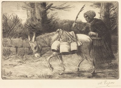 Melkmeisje van Boulogne, 3e plaat (Laitière à Boulogne) door Alphonse Legros
