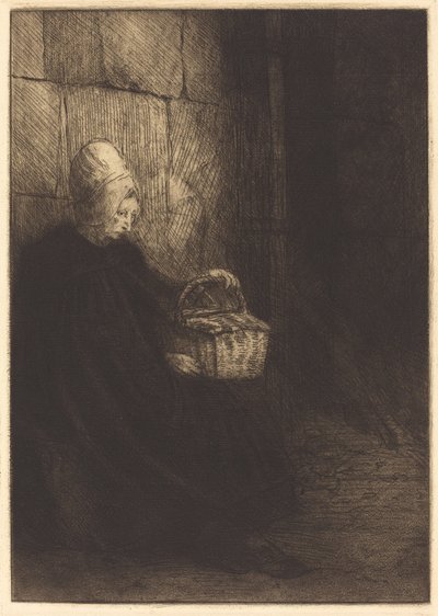 Boerin van Boulogne Paysanne des environs de Boulogne dite La femme au panier door Alphonse Legros