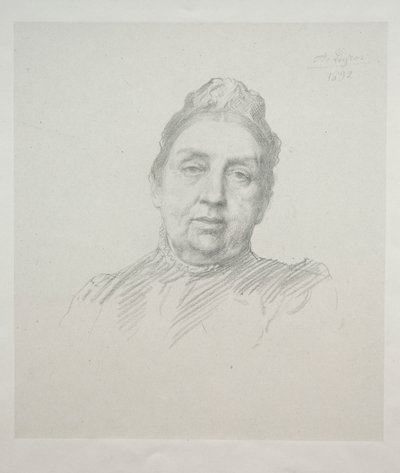 Portret van Madame Kemp, Vooraanzicht (3e Plaat) door Alphonse Legros