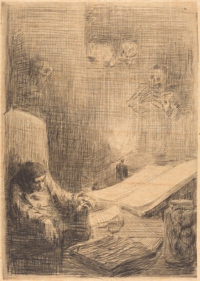 Slapende geleerde door Alphonse Legros