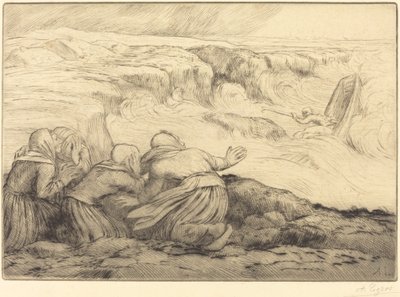 Klein bootje in gevaar (Barque en peril) door Alphonse Legros