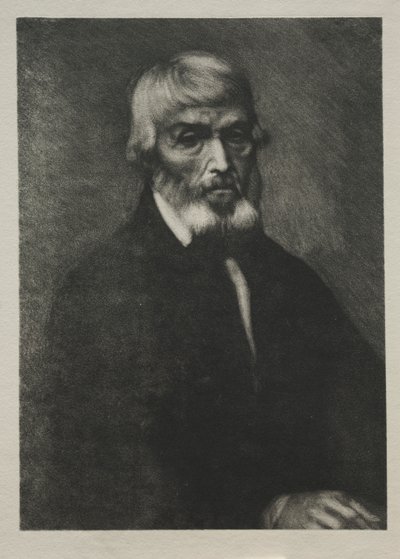 Klein portret van Thomas Carlyle door Alphonse Legros