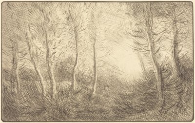 Zonsopgang, bossen van Clamard door Alphonse Legros