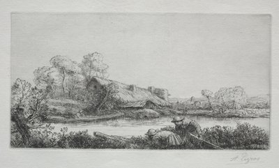 De boerderij aan de rivier (La Ferme Sur La Rivière: Effet Du Soir) door Alphonse Legros