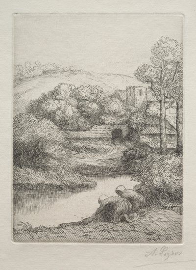 De Wasplaats, genaamd De Wasvrouwen door Alphonse Legros