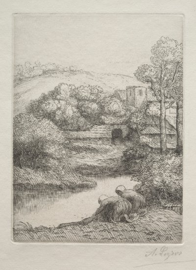 De Wasplaats, genaamd De Wasvrouwen door Alphonse Legros