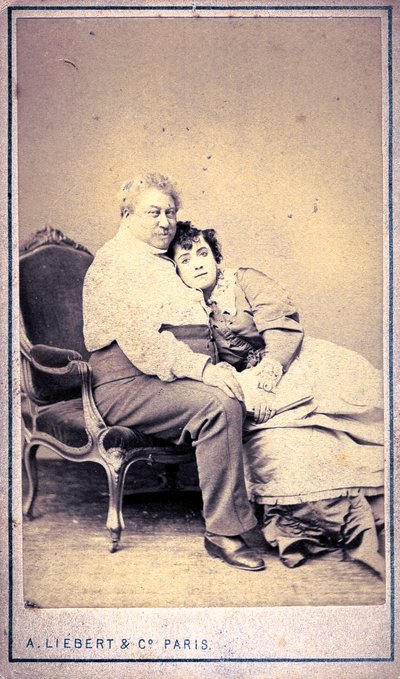 Alexandre Dumas en Miss Menken door Alphonse Liebert & C (foto) door Alphonse Liebert