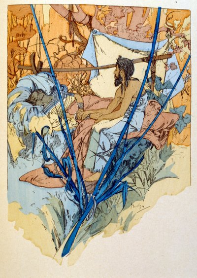Illustratie door Alphonse Mucha uit "Rama" een gedicht in drie bedrijven door Paul Verola. ca.1898 door Alphonse Mucha