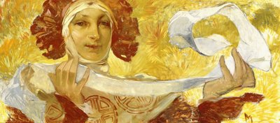 Vrouw met een lint, c. 1902-1903 door Alphonse Mucha