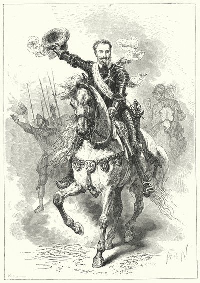 Hendrik IV van Frankrijk bij de Slag bij Ivry, 1590 door Alphonse Marie de after Neuville