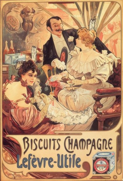 Champagne biscuits / Lefèvre-Utile door Alphonse Mucha