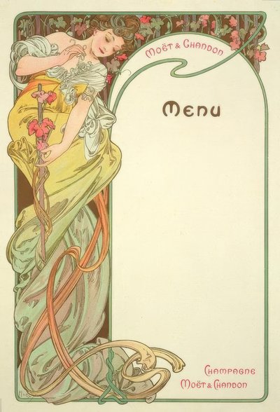 Moët & Chandon Menu door Alphonse Mucha