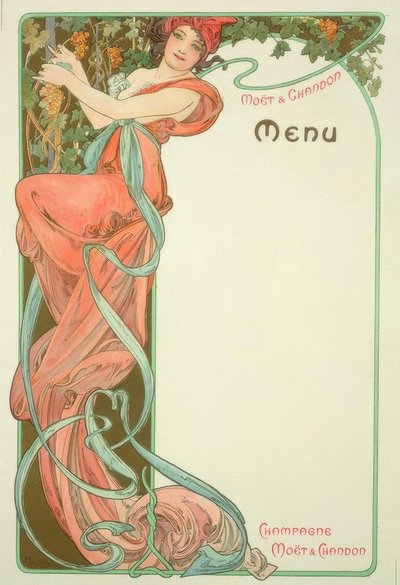 Moët & Chandon / Menu door Alphonse Mucha