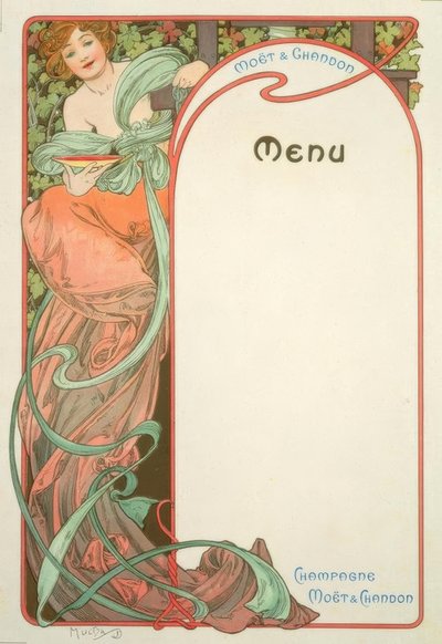 Moët & Chandon / Menu door Alphonse Mucha