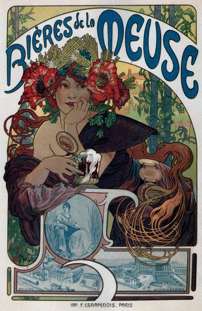 Poster voor de Bieres de la Meuse, 1897 door Alphonse Mucha