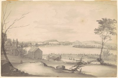 Studie voor "Uitzicht op Springfield aan de Connecticut Rivier" door Alvan T. Fisher