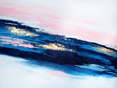Blauw Roze Goud Abstract door Alyson Storms