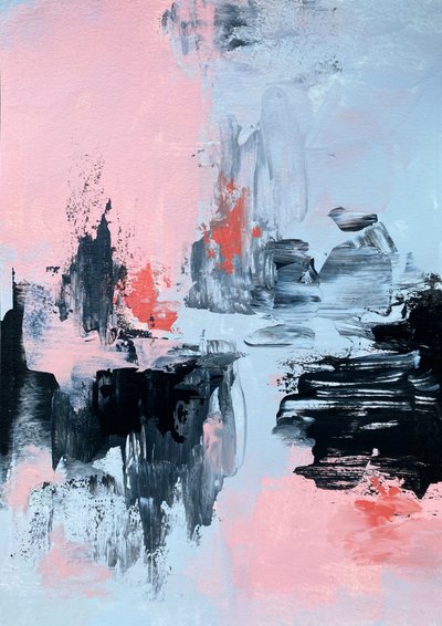 Dynamisch koraalblauw abstract door Alyson Storms