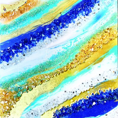 Sprankelende blauw-gouden stroom door Alyson Storms